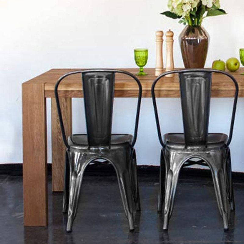 Williston Dodgen Metal Slat Back Stacking Side Chair in Black